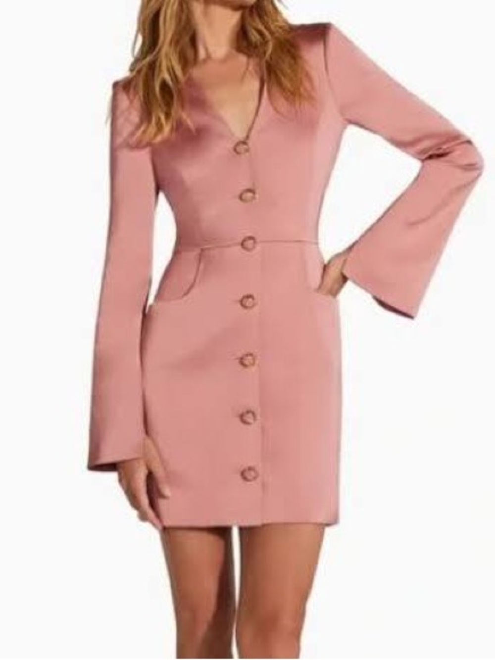 Favorite Daughter Dusty Pink Button-Front Mini Dress